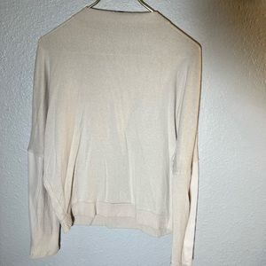 Express sweater womens M beige high neck long sleeve faux leather textured
